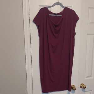 Eileen Fisher Draped Neck Plum Midi Dress